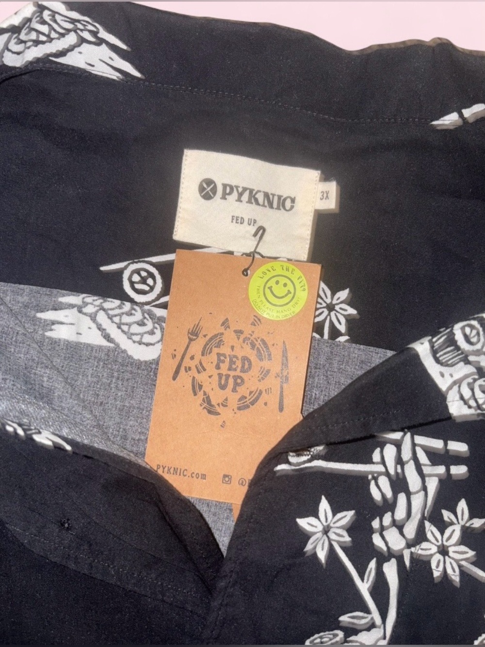 PYKNIC Skeleton Print Button Up Shirt NWT | Men’s 3XL Boutique - Picture 3 of 7
